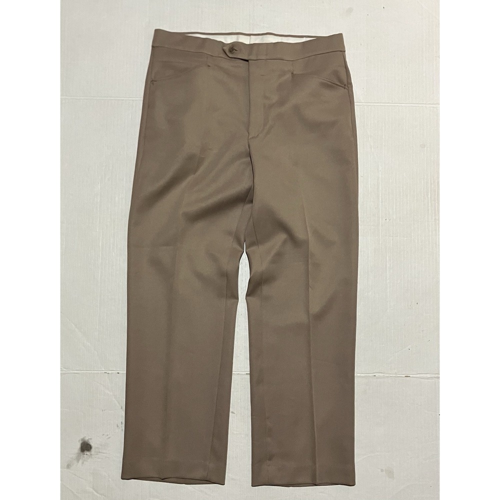 Flexslax Men 36 X 29 Straight Leg Perma-Prest Regular Fit Pants Beige Khaki Tan